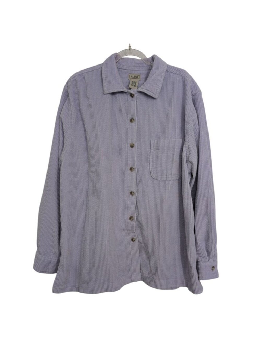 Vintage LL Bean Corduroy Shacket Womens Size XL Lavender Relaxed Coastal Grunge